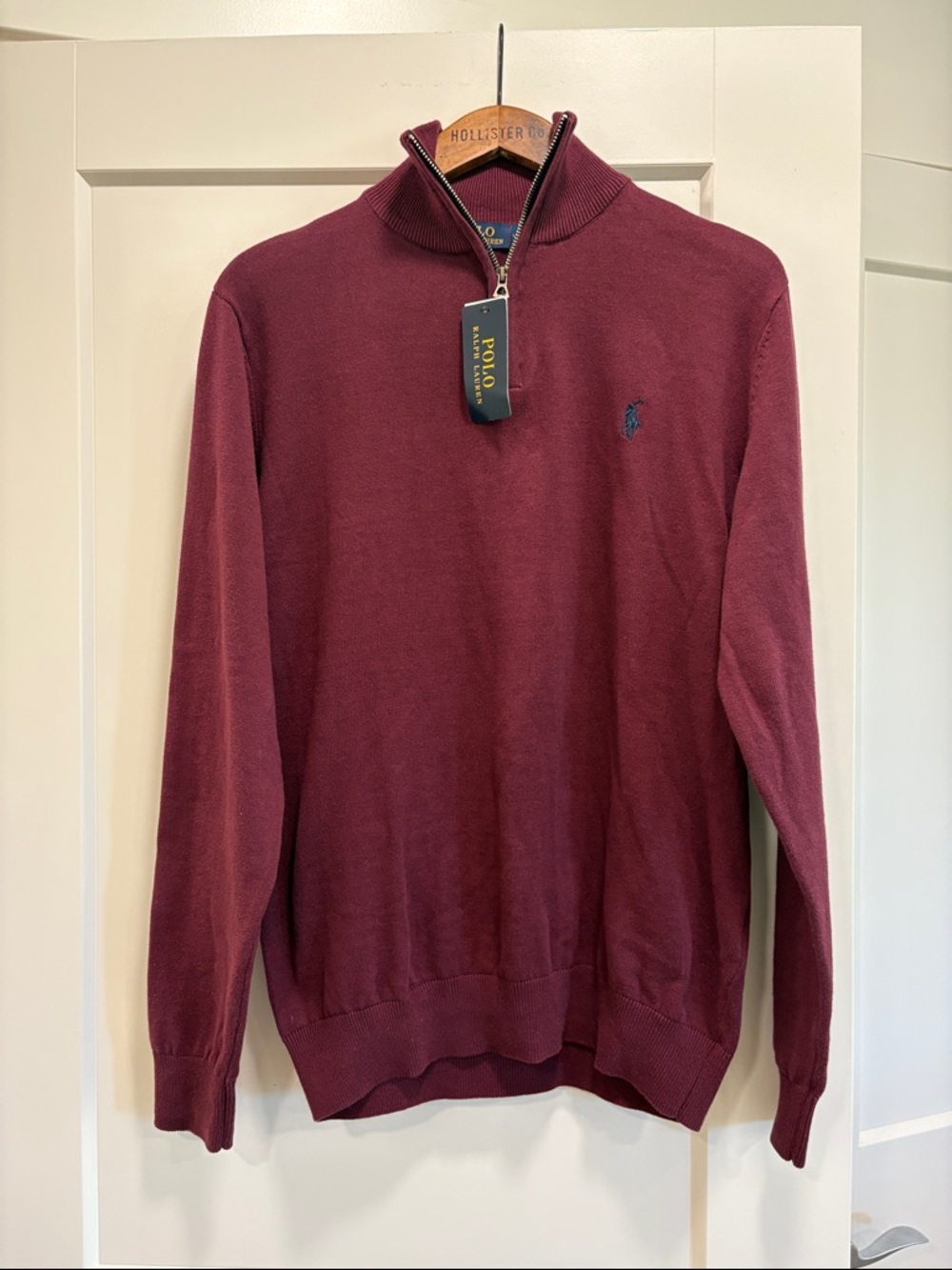 Polo by Ralph Lauren Men's Zip-Neck Sweater in Burgundy—New with Tags—Large